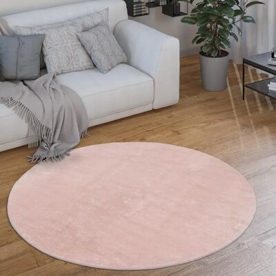 Alfombra Rosa Redonda Moderna de Pelo Corto - Alfombra Alfombra Rosa Redonda Moderna de Pelo Corto - Alfombra