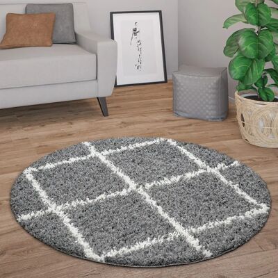 Alfombra redonda de escandinava y pelo largo Paco Home - 160cm Alfombra redonda de escandinava y pelo largo Paco Home - 160cm