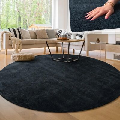 Paco Home Runde Teppich 200cm - Weiches Kurzflor, Marineblau Paco Home Runde Teppich 200cm - Weiches Kurzflor, Marineblau