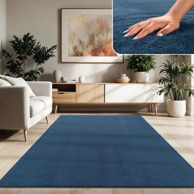 Paco Home Alfombra 160x220 cm Azul-Marino Pelo Corto - Alfombra Paco Home Alfombra 160x220 cm Azul-Marino Pelo Corto - Alfombra