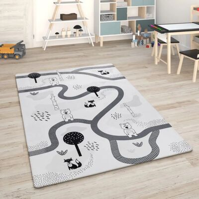 Paco Home - Tappeto Cameretta Bambini con Strade, 80x150 cm, Bianco Paco Home - Tappeto Cameretta Bambini con Strade, 80x150 cm, Bianco