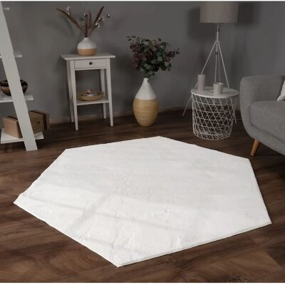 Paco Home - Alfombra Hexagonal de Cuero Artificial Blanco - Salón Paco Home - Alfombra Hexagonal de Cuero Artificial Blanco - Salón