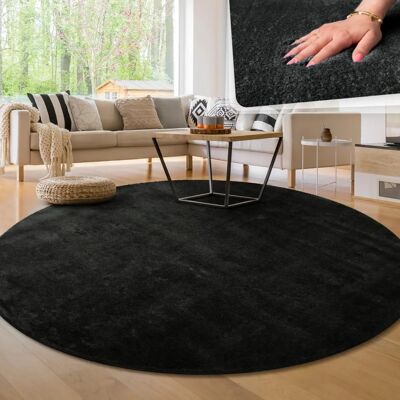 Tappeto Rotondo Nero Paco Home - Decorazione Soggiorno Tappeto Rotondo Nero Paco Home - Decorazione Soggiorno