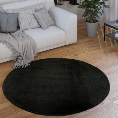Paco Home Alfombra Redonda - Moderna Pelo Corto Negra - 120cm Paco Home Alfombra Redonda - Moderna Pelo Corto Negra - 120cm