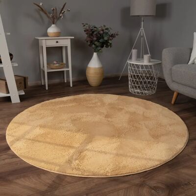 Paco Home - Alfombra de piel artificial - Pelo largo y suave - 200cm diámetro - Amarillo Paco Home - Alfombra de piel artificial - Pelo largo y suave - 200cm diámetro - Amarillo