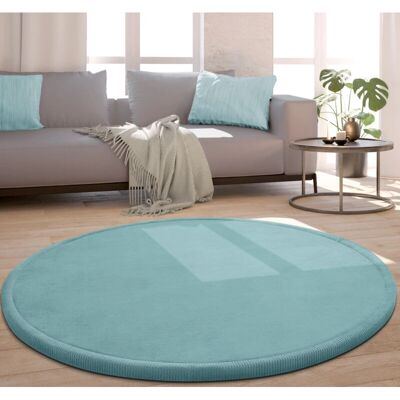 Paco Home - Alfombra Redonda para Habitación - Suave Antideslizante Azul Paco Home - Alfombra Redonda para Habitación - Suave Antideslizante Azul
