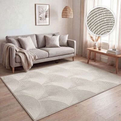 Paco Home - Alfombra Sala De Estar Pelo Corto Escandinavo Boho Arco Uni Beige Crema 120x160 cm - Rug Paco Home - Alfombra Sala De Estar Pelo Corto Escandinavo Boho Arco Uni Beige Crema 120x160 cm - Rug