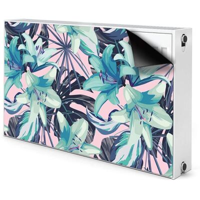Bluedecor - Malowane lilie - 100x60 - magnetic radiator mat Bluedecor - Malowane lilie - 100x60 - magnetic radiator mat