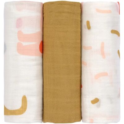Lässig Monikäyttöiset tutti- ja puklusuojapyyhkeet - 3 kpl, Tulinen Oranssi, 80x80cm Lässig Monikäyttöiset tutti- ja puklusuojapyyhkeet - 3 kpl, Tulinen Oranssi, 80x80cm