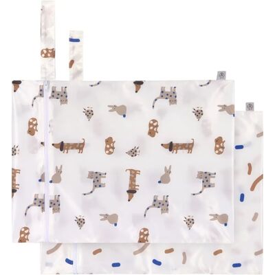 Lässig Wet Bag - Little Mateys Royal Blue - Waterbestendig - 29x40cm - 2 Stuks Lässig Wet Bag - Little Mateys Royal Blue - Waterbestendig - 29x40cm - 2 Stuks