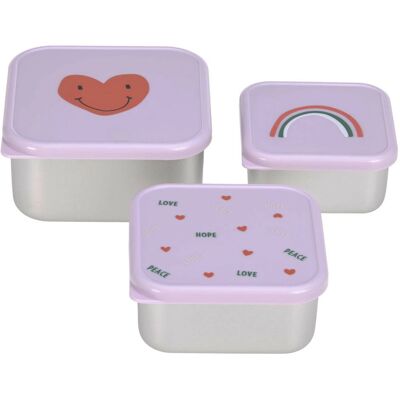 Lässig Conteneur de Nourriture pour Bébé - Violet - Ensemble de 3 Boîtes en Acier Lässig Conteneur de Nourriture pour Bébé - Violet - Ensemble de 3 Boîtes en Acier