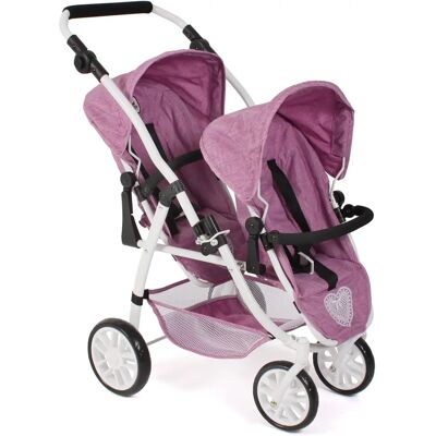CHIC2000 Zwillings-Dollengeschwisterwagen - Vario, Jeans Pink CHIC2000 Zwillings-Dollengeschwisterwagen - Vario, Jeans Pink