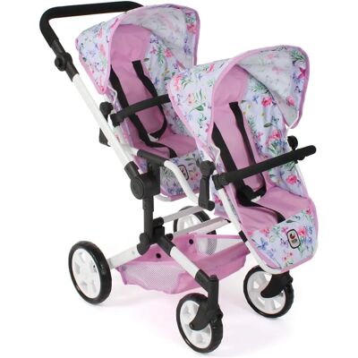 Poussette jumelle CHIC2000 Linus Duo Fleurs - Poussette pour poupées Poussette jumelle CHIC2000 Linus Duo Fleurs - Poussette pour poupées