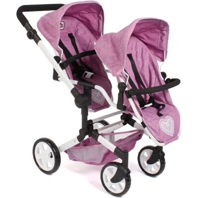 CHIC2000 Linus Duo Rose Poussette pour Poupées - Jumeaux jusqu'à 50cm CHIC2000 Linus Duo Rose Poussette pour Poupées - Jumeaux jusqu'à 50cm