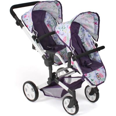 CHIC2000 Linus Duo Blumen lila Puppenwagen - Zwillingsbuggy CHIC2000 Linus Duo Blumen lila Puppenwagen - Zwillingsbuggy