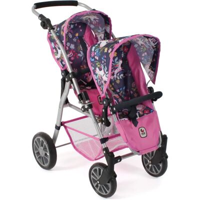 Poussette jumelle CHIC2000 Twinny bleue - Jouet pour poupée, métal et tissu Poussette jumelle CHIC2000 Twinny bleue - Jouet pour poupée, métal et tissu