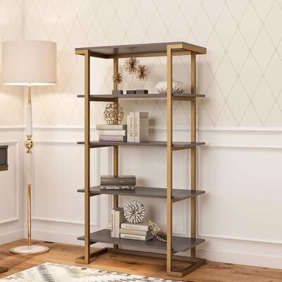 Pharao24 - Design Bücher Regal - Messingfarben - Grau - Bookcase Pharao24 - Design Bücher Regal - Messingfarben - Grau - Bookcase