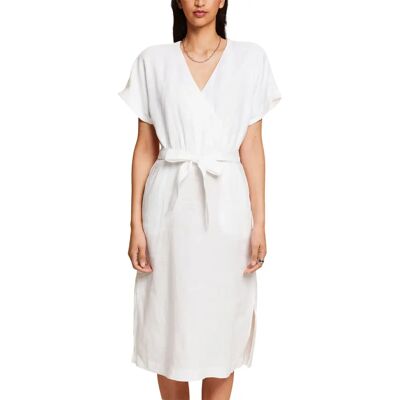 Esprit Vit Linne Wrap Klänning - Klänning Esprit Vit Linne Wrap Klänning - Klänning