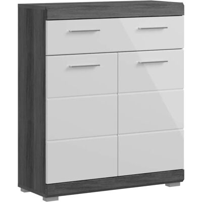 Hvit høyglans MDF badskaps fra XONOX.home med justerbar hylle - Badmøbel Hvit høyglans MDF badskaps fra XONOX.home med justerbar hylle - Badmøbel