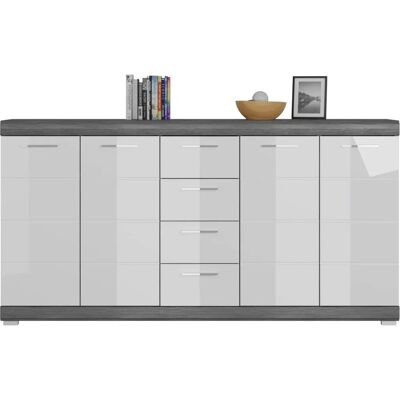 XONOX.home Scout Magas fényű fehér és Rauchsilber komód - Sideboard XONOX.home Scout Magas fényű fehér és Rauchsilber komód - Sideboard