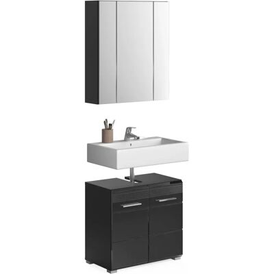 XONOX.home Ensemble de Meubles de Salle de Bain en Noir Brillant - Set de Mobilier de Salle de Bain - Publicité XONOX.home Ensemble de Meubles de Salle de Bain en Noir Brillant - Set de Mobilier de Salle de Bain - Publicité