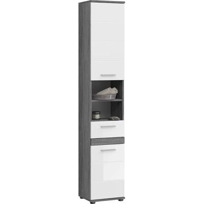 XONOX.home Weiß Hochglanz und Rauchsilber Badezimmer Hochschrank - Badschrank XONOX.home Weiß Hochglanz und Rauchsilber Badezimmer Hochschrank - Badschrank
