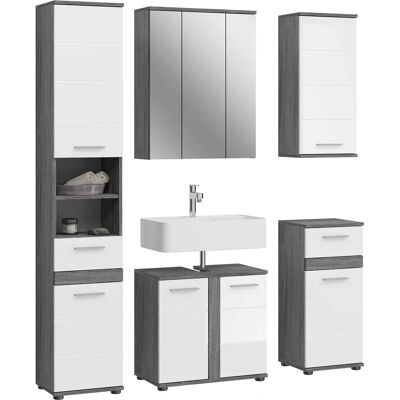 XONOX.home Badezimmermöbel-Set - Weiß Hochglanz & Rauchsilber, 164x191x34 cm XONOX.home Badezimmermöbel-Set - Weiß Hochglanz & Rauchsilber, 164x191x34 cm
