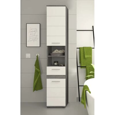 WELLTIME Lucca Hochschrank - Hochglanz MDF, 2 Türen, 1 Schublade WELLTIME Lucca Hochschrank - Hochglanz MDF, 2 Türen, 1 Schublade