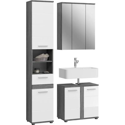 WELLTIME Lucca Badezimmermöbel-Set - Hochglanz MDF Fronten - 114x34x191cm WELLTIME Lucca Badezimmermöbel-Set - Hochglanz MDF Fronten - 114x34x191cm