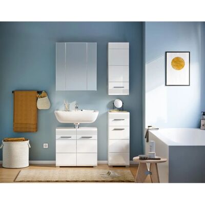 INOSIGN Malmö, 4-teiliges weißes Hochglanz-Badmöbel-Set - Badmöbel-Set INOSIGN Malmö, 4-teiliges weißes Hochglanz-Badmöbel-Set - Badmöbel-Set