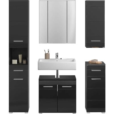 INOSIGN Malmö 5-teiliges Badezimmermöbel-Set - Kastenmöbel, Schwarz INOSIGN Malmö 5-teiliges Badezimmermöbel-Set - Kastenmöbel, Schwarz