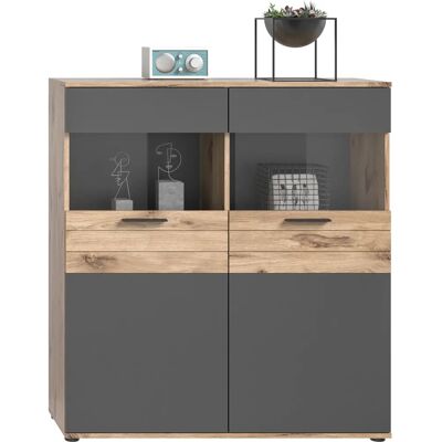 INOSIGN Riga - Braun Nox Oak Basalt - Vitrine mit verstellbaren Einlegeböden INOSIGN Riga - Braun Nox Oak Basalt - Vitrine mit verstellbaren Einlegeböden