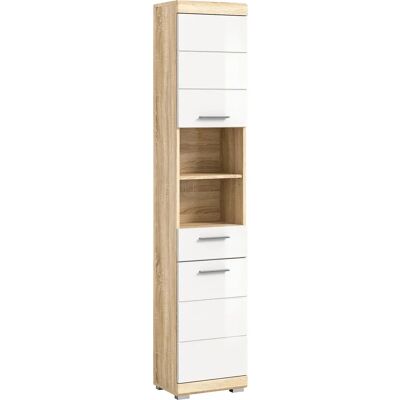Meuble de Salle de Bain Blanc Höffner - 37cm Large, 191cm Hauteur - Rangement Salle de Bain - Publicité Meuble de Salle de Bain Blanc Höffner - 37cm Large, 191cm Hauteur - Rangement Salle de Bain - Publicité