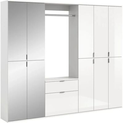 INOSIGN Trondheim Garderoben-Set - Hochglanz Weiß mit Spiegelglas - 213cm INOSIGN Trondheim Garderoben-Set - Hochglanz Weiß mit Spiegelglas - 213cm