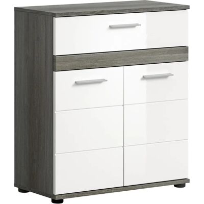 TWYNI Grau Weiß Glanz Badezimmer Schrank - Midischrank TWYNI Grau Weiß Glanz Badezimmer Schrank - Midischrank