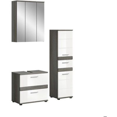 Höffner - Badezimmermöbel-Set - Weiß und Grau - 110x191x34 cm Höffner - Badezimmermöbel-Set - Weiß und Grau - 110x191x34 cm
