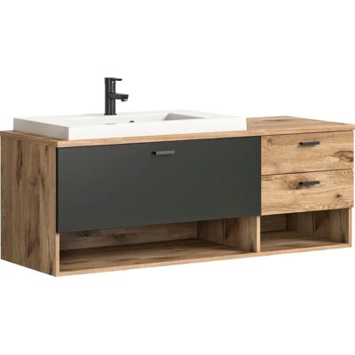 WELLTIME Dolo 138cm Wandhängender Badezimmerschrank - Nox Oak WELLTIME Dolo 138cm Wandhängender Badezimmerschrank - Nox Oak