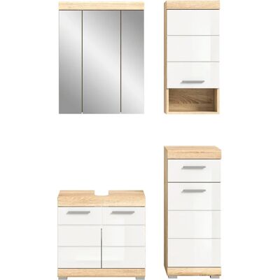 INOSIGN Siena Badezimmermöbel-Set - Weiß Sonoma Eiche Hochglanz INOSIGN Siena Badezimmermöbel-Set - Weiß Sonoma Eiche Hochglanz