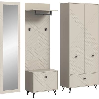 Sconto Beige Garderobesett - Moderne Oppbevaringsløsning Sconto Beige Garderobesett - Moderne Oppbevaringsløsning