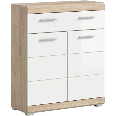 Höffner Weiß Badschrank - SCHLOONSEE 74cm, 2 Türen, 1 Schublade - Badmöbel Höffner Weiß Badschrank - SCHLOONSEE 74cm, 2 Türen, 1 Schublade - Badmöbel