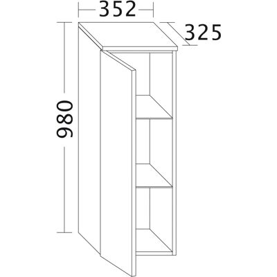 burgbad Badu Halfhoge Kast - 35,2cm, 1 Deur, Stop links burgbad Badu Halfhoge Kast - 35,2cm, 1 Deur, Stop links