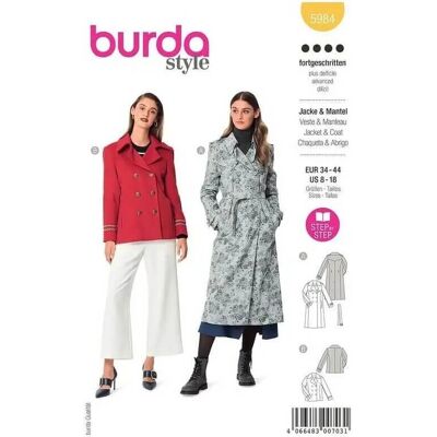 Burda 5984 Marque Modèle Trench Coat doublé - Veste Trench Coat - Publicité Burda 5984 Marque Modèle Trench Coat doublé - Veste Trench Coat - Publicité
