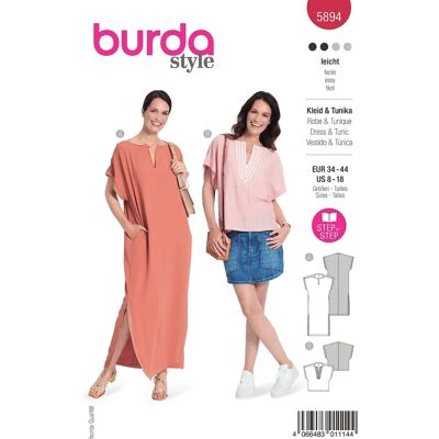 Burda Mondial Tissus - B5894 - 34-44 - robe & tunique - Sewing pattern - Publicité Burda Mondial Tissus - B5894 - 34-44 - robe & tunique - Sewing pattern - Publicité