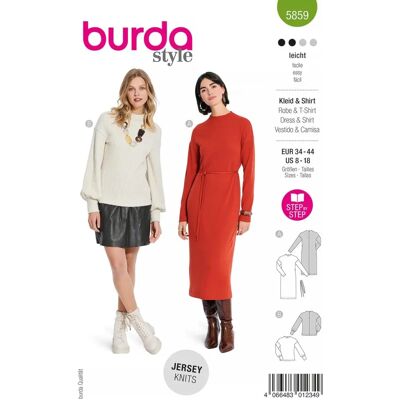 Burda Mondial Tissus - 5859 - robe - tee-shirt - Sewing pattern - Publicité Burda Mondial Tissus - 5859 - robe - tee-shirt - Sewing pattern - Publicité