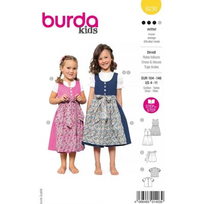 Burda N° 9230 dirndl enfant - Type de produit - Publicité Burda N° 9230 dirndl enfant - Type de produit - Publicité