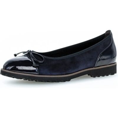 Gabor - 04.100.36 Blaue Ballerinas aus Ziegenvelours und Lacklederimitat Gabor - 04.100.36 Blaue Ballerinas aus Ziegenvelours und Lacklederimitat