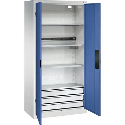 C+P BASIC Akkumulátortür-Schrank - 3 Schubladen, hellgrau / enziankalblau C+P BASIC Akkumulátortür-Schrank - 3 Schubladen, hellgrau / enziankalblau