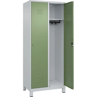 C+P Spindschrank - Classic PLUS, 2 Fächer, Stahl, Hellgrau / Resedagrün C+P Spindschrank - Classic PLUS, 2 Fächer, Stahl, Hellgrau / Resedagrün
