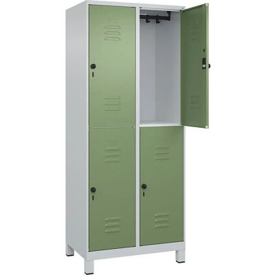 C+P Doppelstock-Schrank - Classic PLUS, 2 Fächer, Hellgrau / Reseda-Grün - Schrank C+P Doppelstock-Schrank - Classic PLUS, 2 Fächer, Hellgrau / Reseda-Grün - Schrank