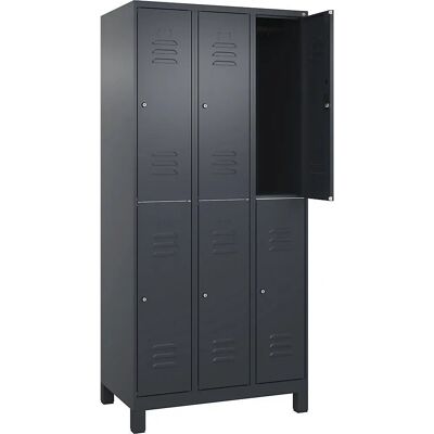 C+P Doppelstock-Schrank - Grau, 3 Module, 1950x900mm C+P Doppelstock-Schrank - Grau, 3 Module, 1950x900mm